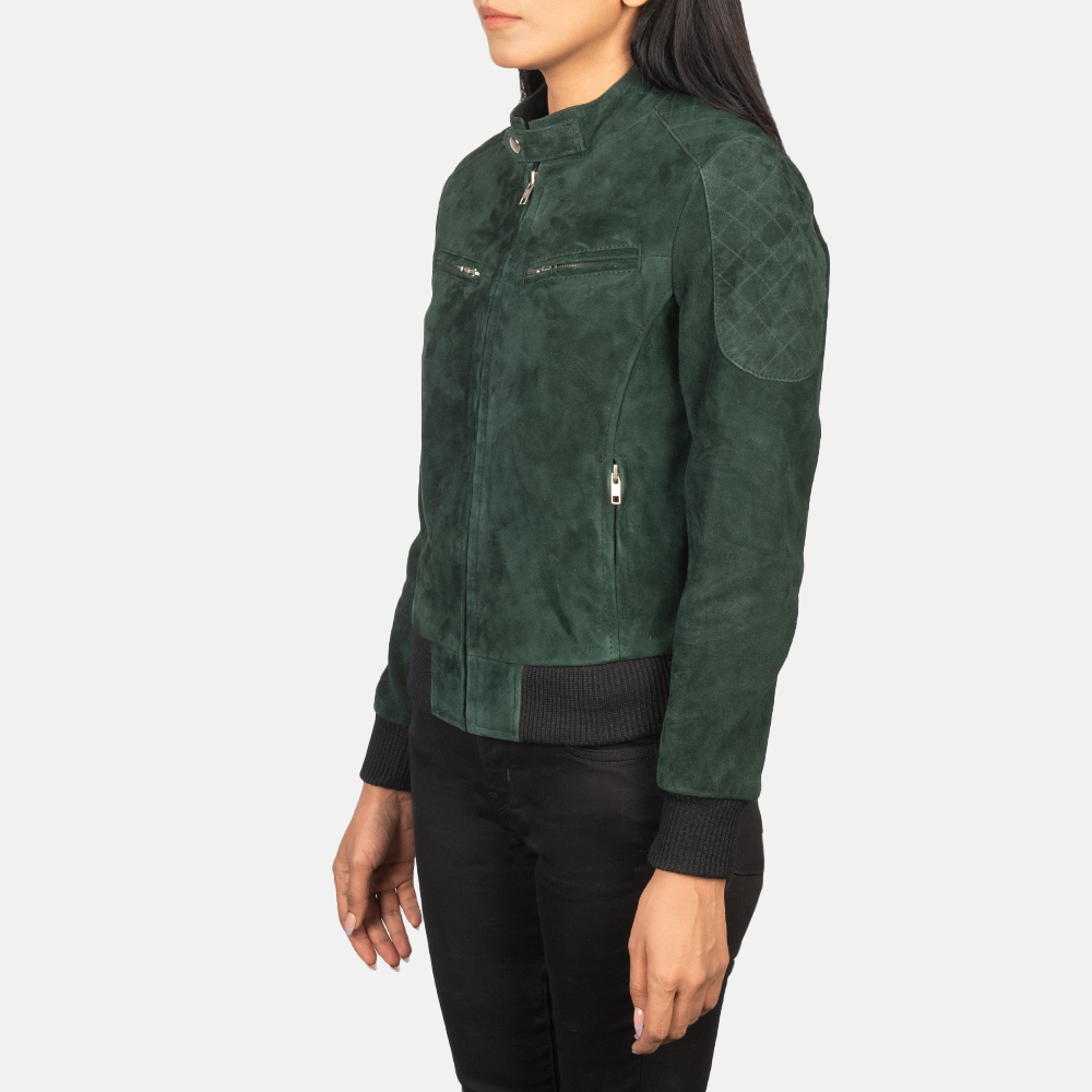 Addison Green Suede Bomber Jacket