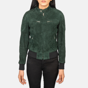 Addison Green Suede Bomber Jacket