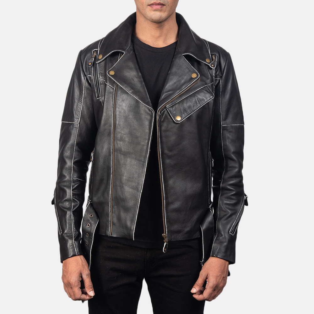 Ambrose Black Leather Biker Jacket