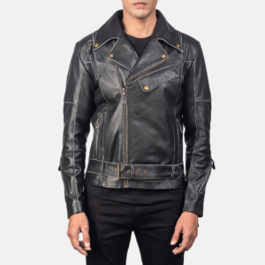 Ambrose Black Leather Biker Jacket