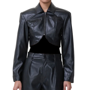 Angelina Black Cropped Leather Jacket