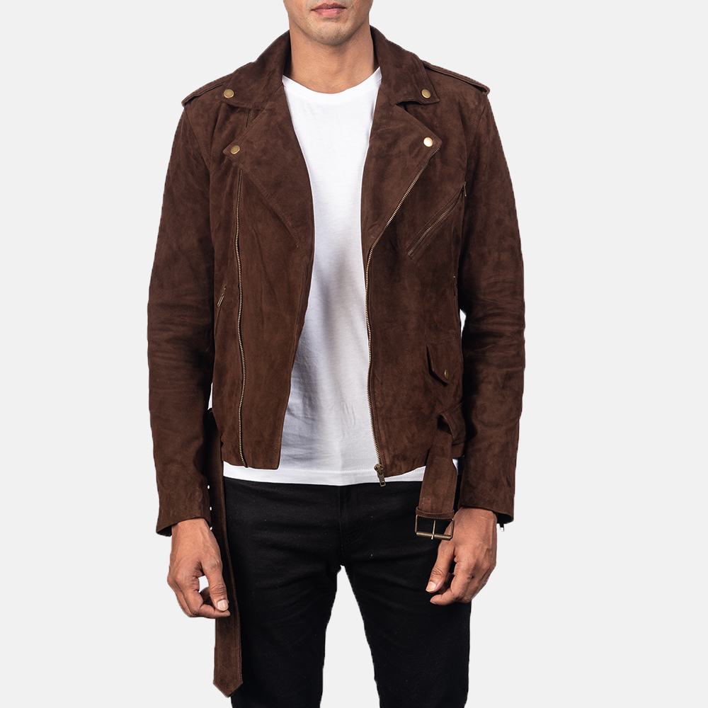 Aziel Brown Suede Biker Jacket