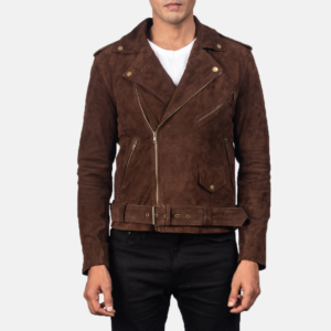 Aziel Brown Suede Biker Jacket