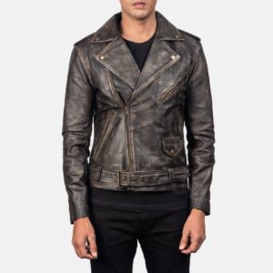 Bradford Distressed Brown Leather Biker Jacket