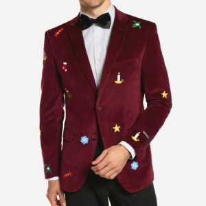 Christmas Roy Burgundy Blazer