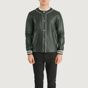 Donald Green Leather Varsity Jacket