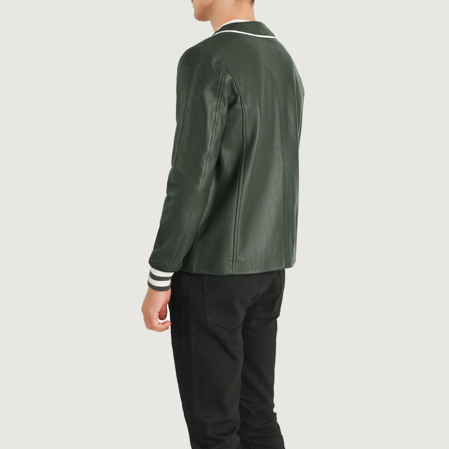 Donald Green Leather Varsity Jacket