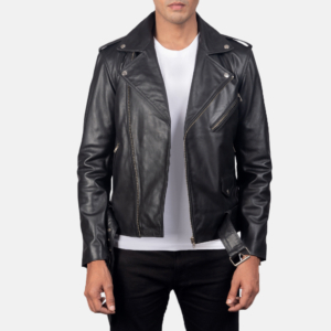 Elias Black Leather Biker Jacket