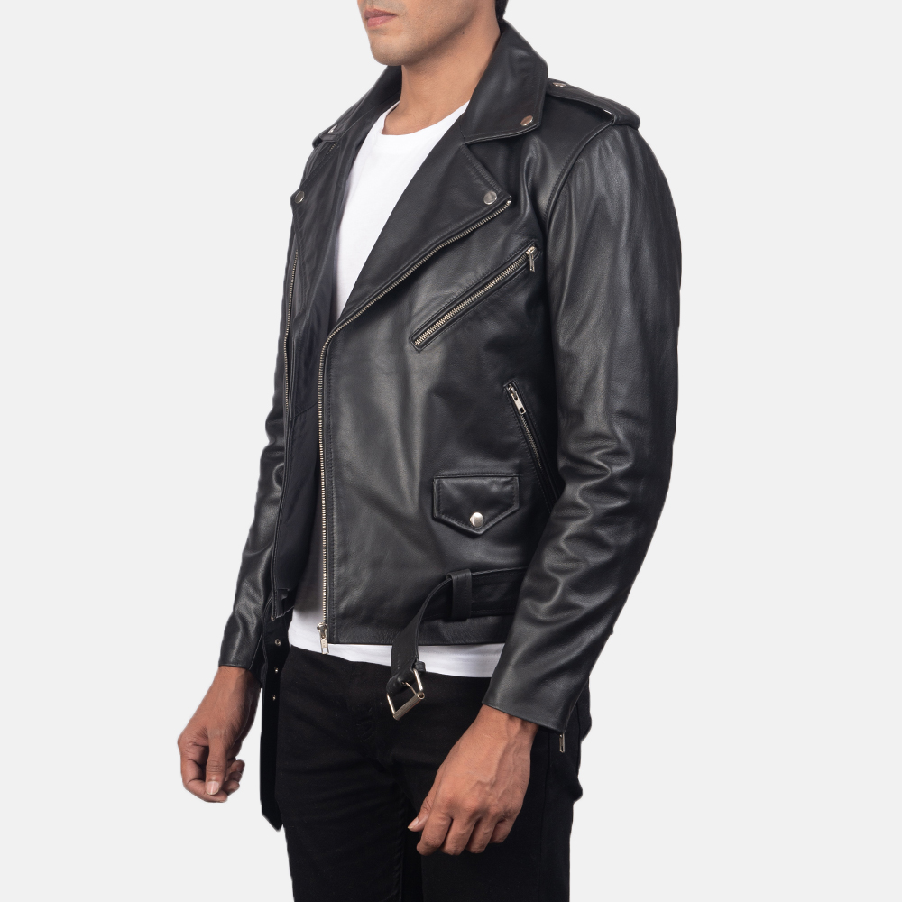 Elias Black Leather Biker Jacket