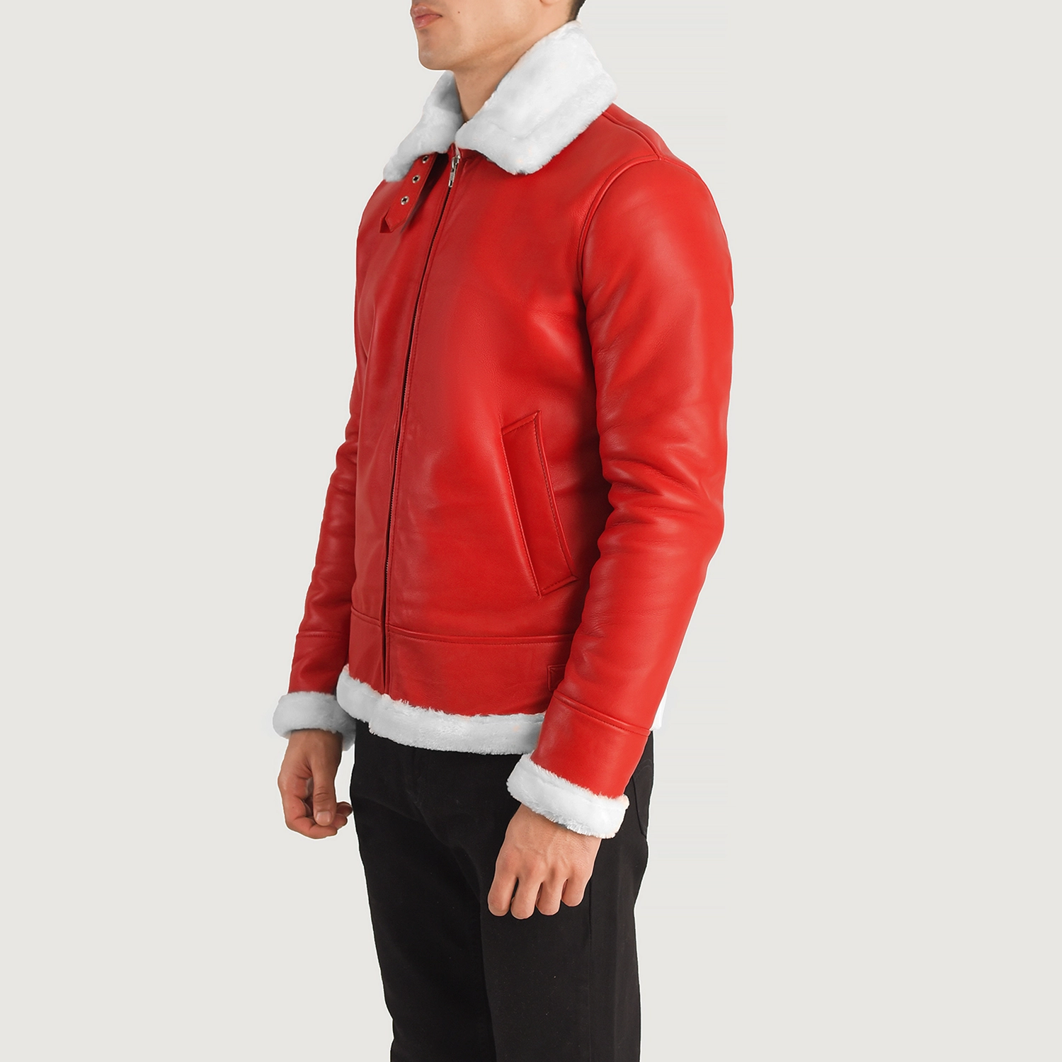 Jack Red Leather Aviator Jacket