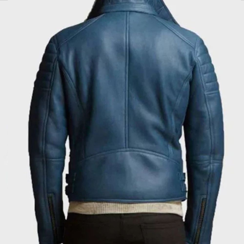 Jason Blue Leather Aviator Jacket