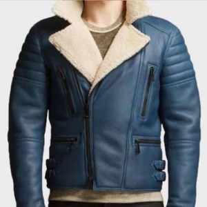 Jason Blue Leather Aviator Jacket