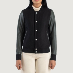 Jennifer Green & Black Hybrid Varsity Jacket