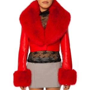 Joey Faux Fur Leather Cropped Jacket