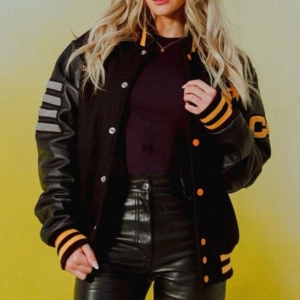 Lindsay Brewer Black Varsity Jacket