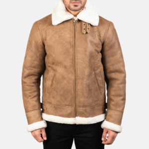 Marcus Distressed Brown Leather Aviator Jacket