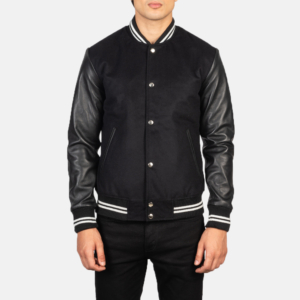 Mark Black Striped Hybrid Varsity Jacket