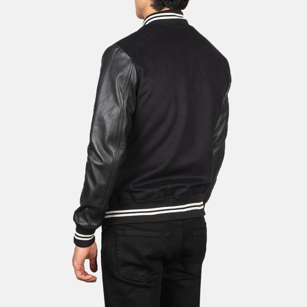 Mark Black Striped Hybrid Varsity Jacket