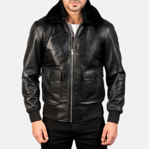 Mark Black Leather Aviator Jacket