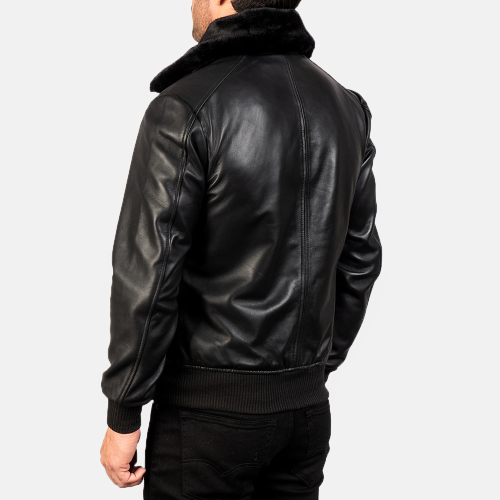 Mark Black Leather Aviator Jacket