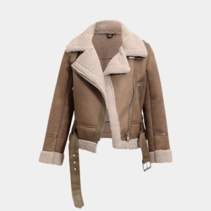 Natalia Brown Shearling Aviator Jacket