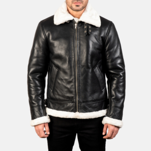 Nick Black Leather Bomber Jacket