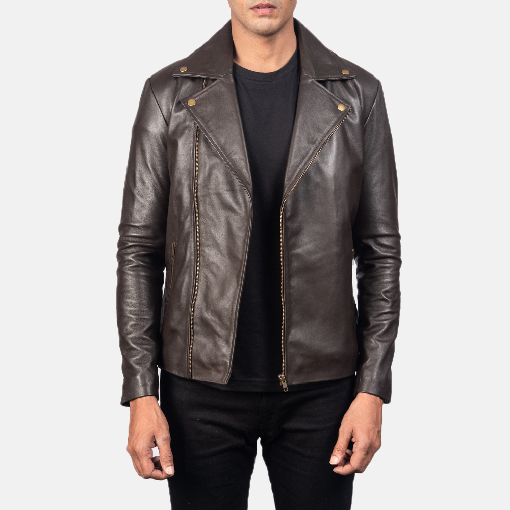 Reggie Brown Leather Biker Jacket