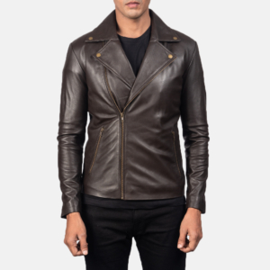 Reggie Brown Leather Biker Jacket