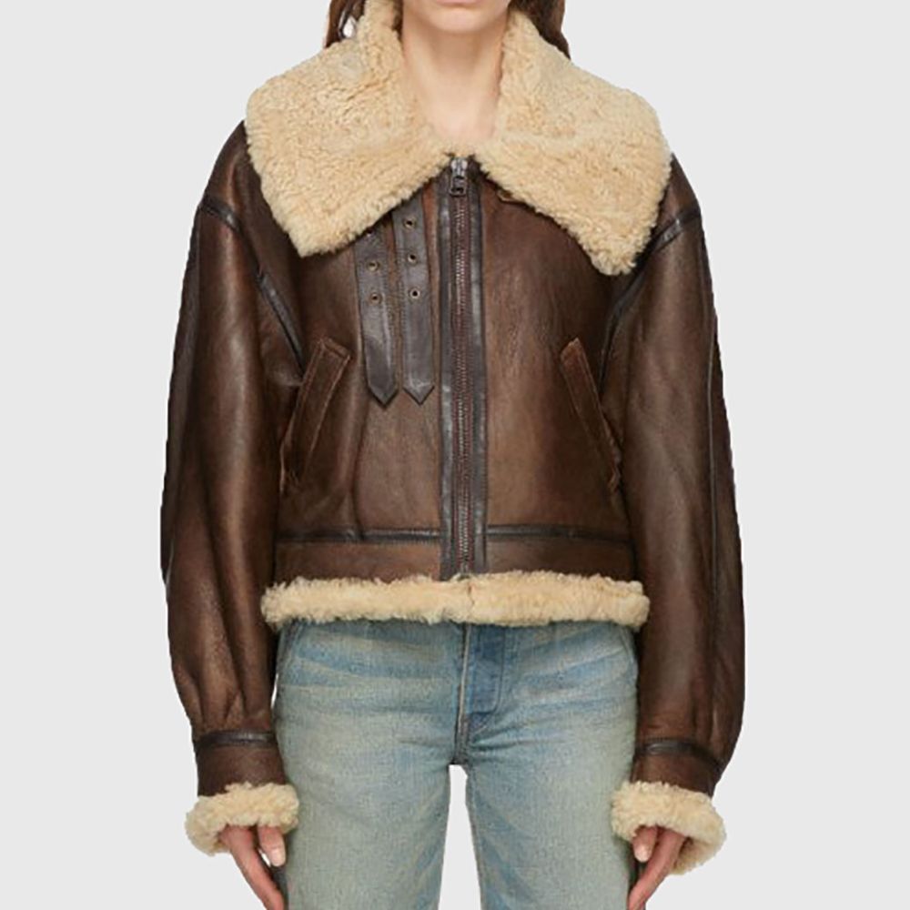 Rihanna Brown Aviator Jacket