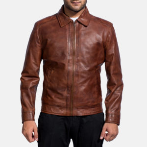 Rowan Brown Leather Biker Jacket