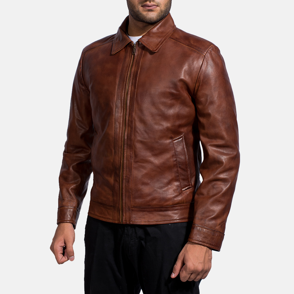 Rowan Brown Leather Biker Jacket