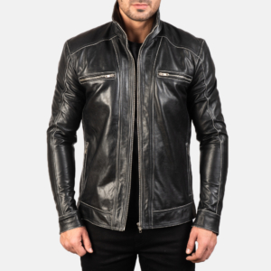 Silas Leather Black Biker Jacket