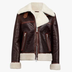 Sophia Aviator Brown Shearling Jacket