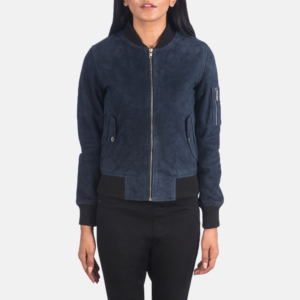 Sophie Blue Suede Bomber Jacket