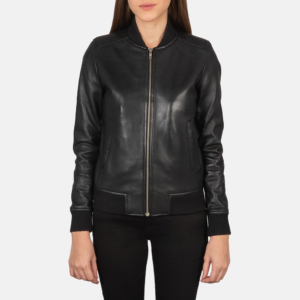 Stella Black Leather Bomber Jacket