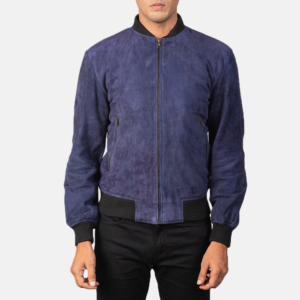 Sven Blue Suede Bomber Jacket