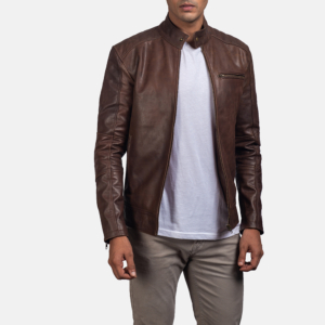 Waylen Brown Leather Biker Jacket