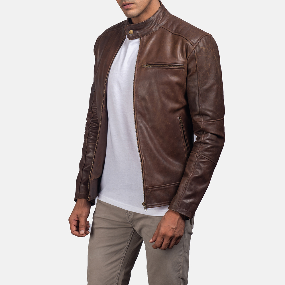 Waylen Brown Leather Biker Jacket