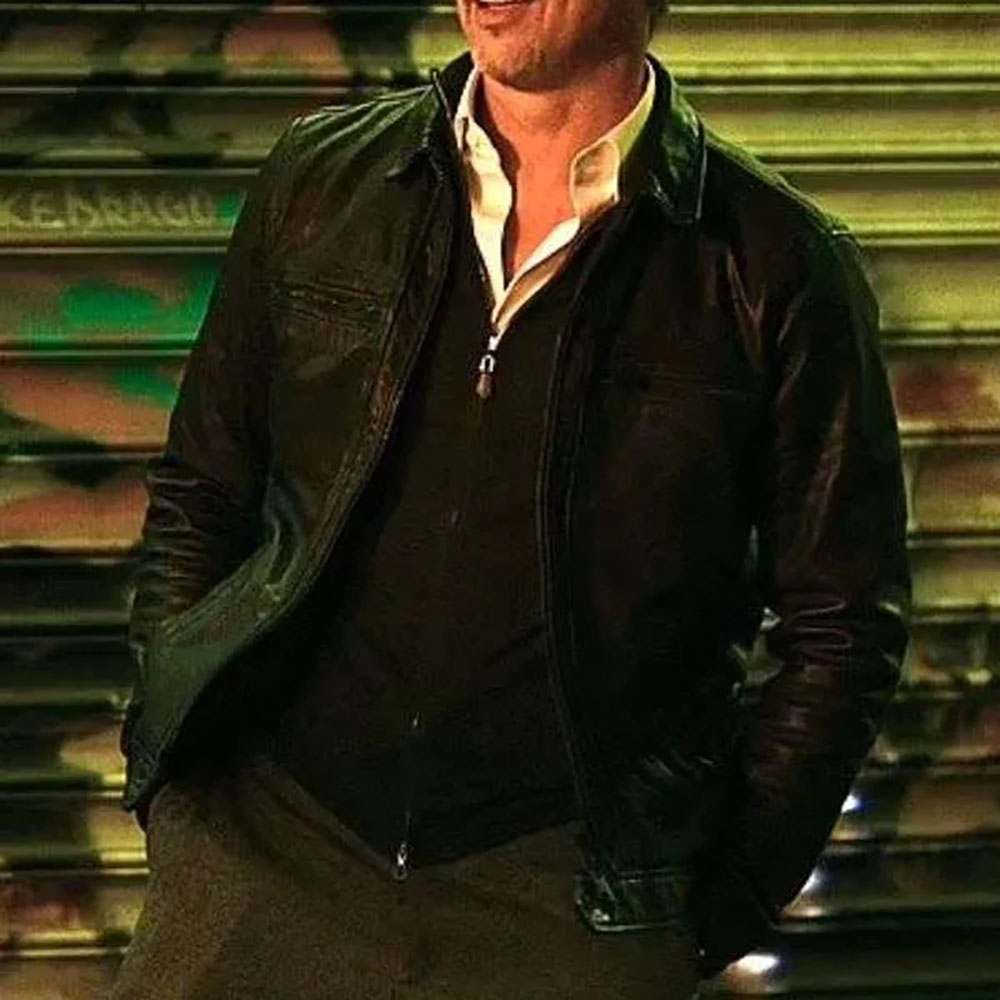 Wolfs 2024 Brad Pitt Leather Jacket