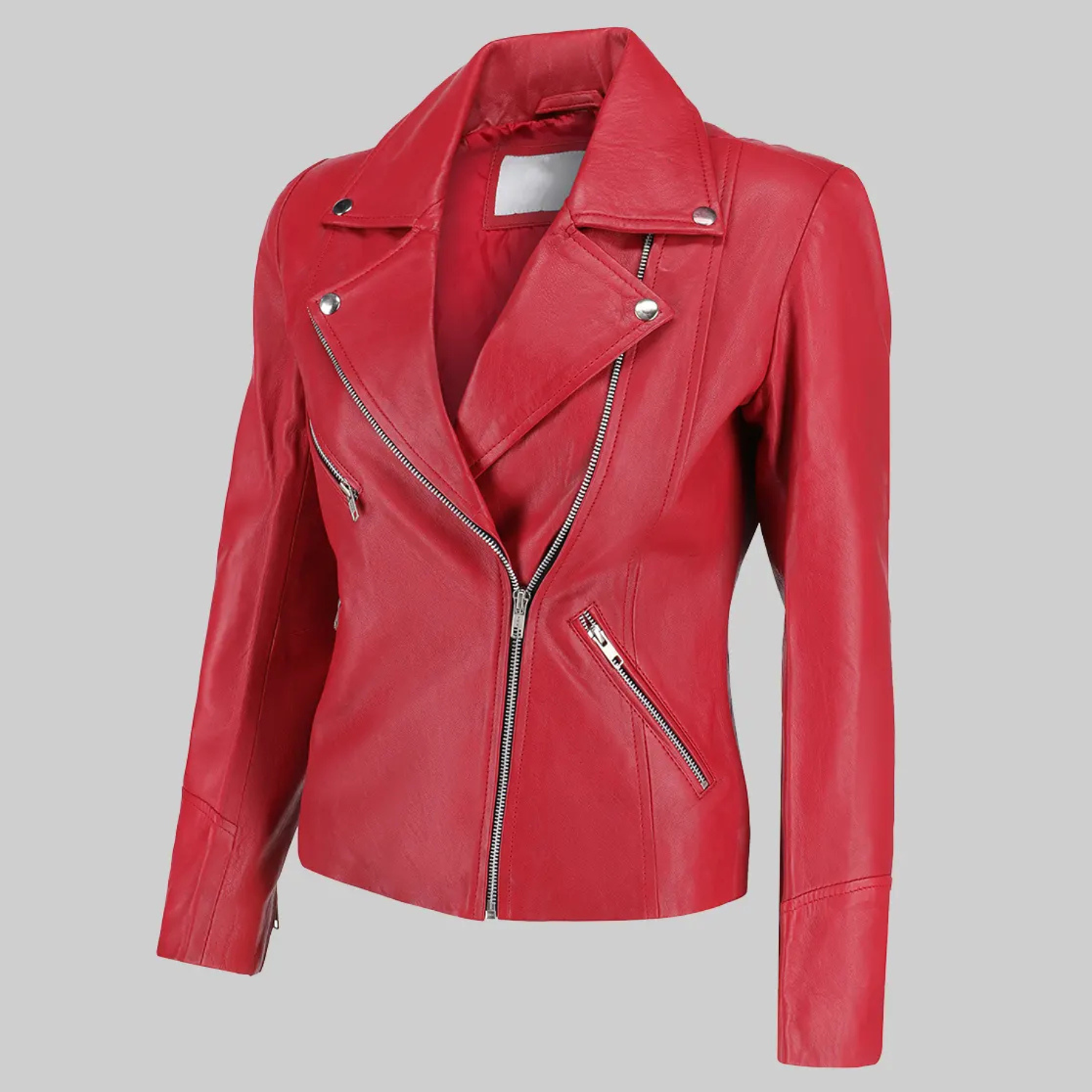 Bellisia Women’s Red Biker Leather Jacket