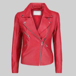 Bellisia Women’s Red Biker Leather Jacket