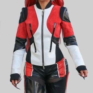 Blac Chyna Color Block Leather Biker Jacket