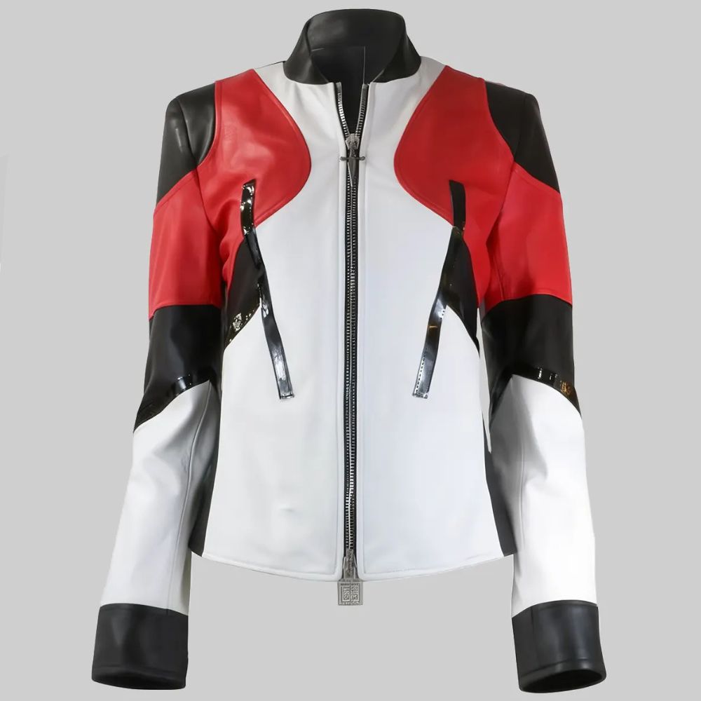 Blac Chyna Color Block Leather Biker Jacket