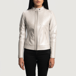 Emma White Quilted Leather Biker Jacket