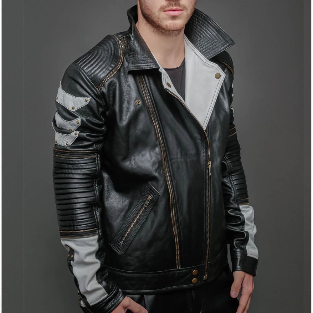 Franklin Mens Metallic Black Biker Jacket