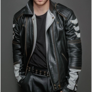 Franklin Mens Metallic Black Biker Jacket