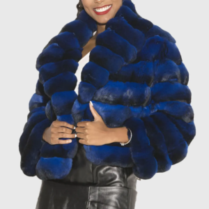 Maria Women Blue Chinchilla Fur Jacket