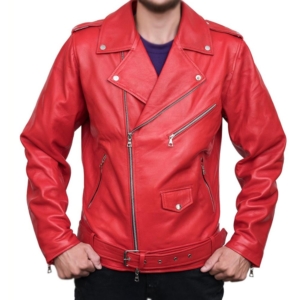 Men’s Red Leather Bikers Jacket