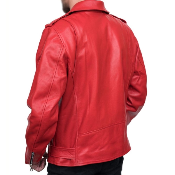 Men’s Red Leather Bikers Jacket