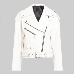 Palina Rojinski White Leather Biker Jacket